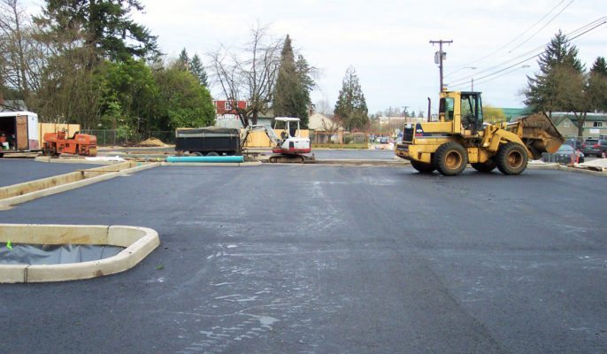 SHARC parking lot we designed for the City of Hillsboro. On 10th Ave between the Library and Shute park 